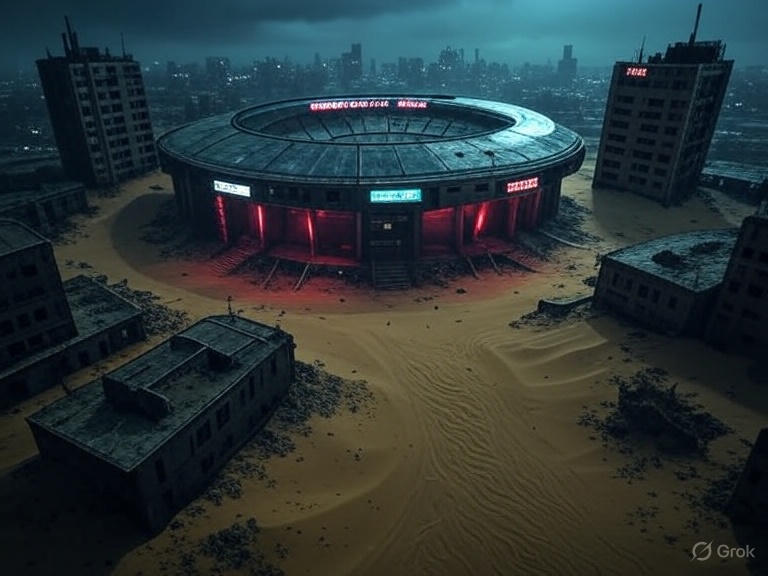 Dystopian survival battle in desert wasteland