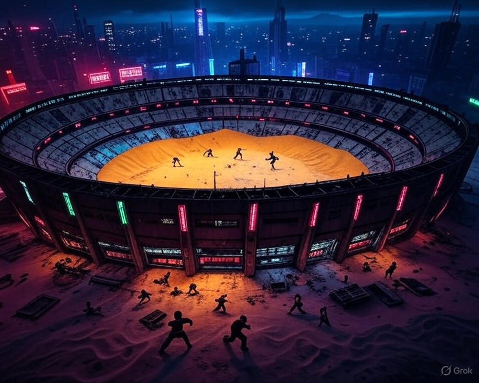 Cyberpunk city survival battle